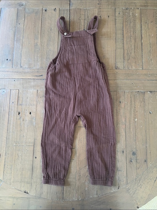 Quincy Mae Other - Quincy Mae brown gauzy cotton overalls 2-3 years organic cotton